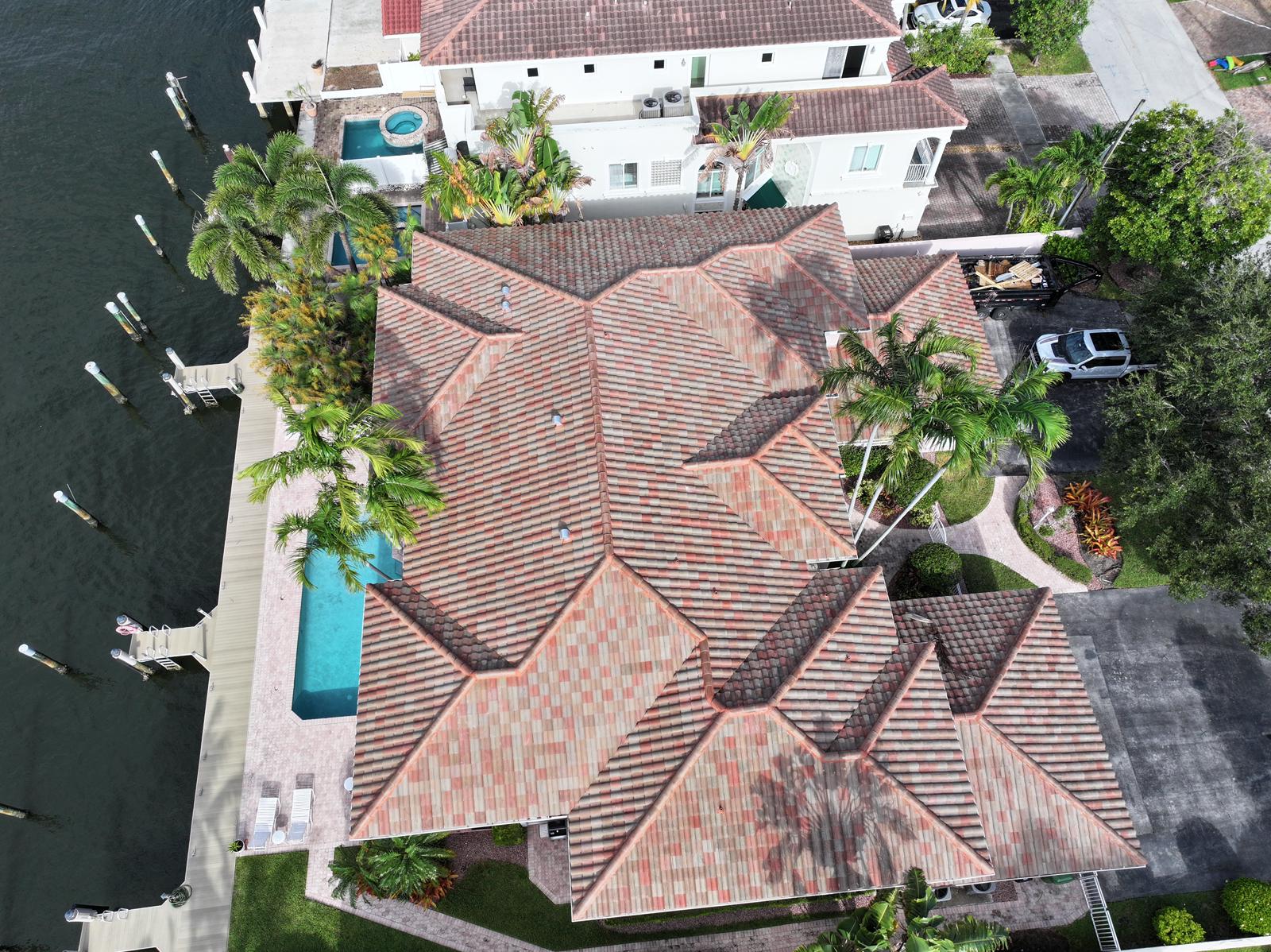 Roof replacement with concrete tiles in Fort Lauderdale - After job is done pictures